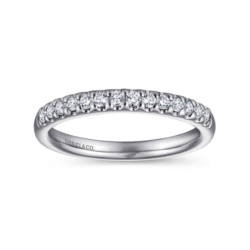 14K White Gold Round 14 Stone Diamond Wedding Band