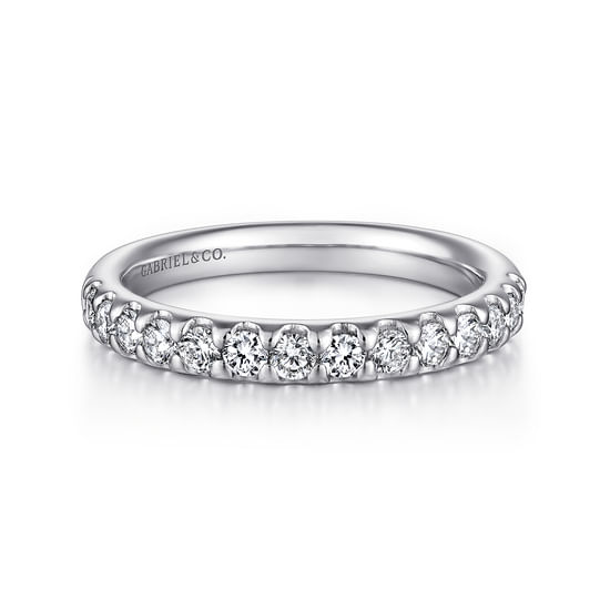 Gabriel - 14K White Gold Round 14 Stone Diamond Wedding Band