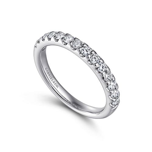 14K White Gold Round 14 Stone Diamond Wedding Band