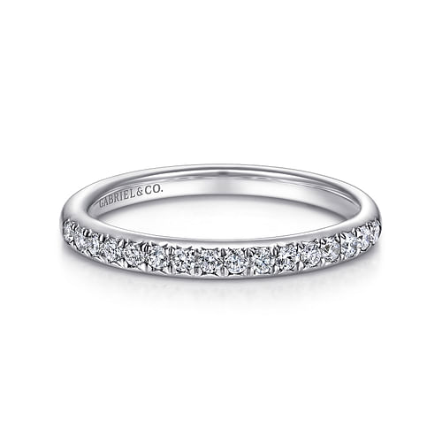 14K White Gold Round 16 Stone Diamond Wedding Band