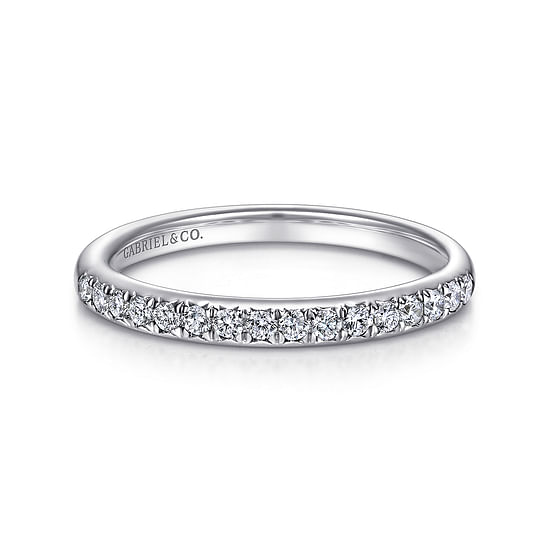 Gabriel - 14K White Gold Round 16 Stone Diamond Wedding Band