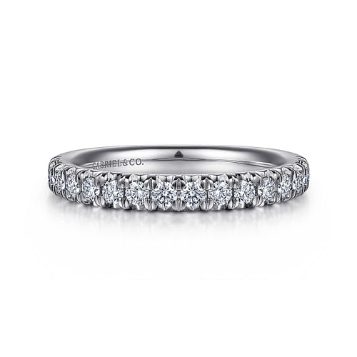 14K White Gold Round 16 Stone Diamond Wedding Band