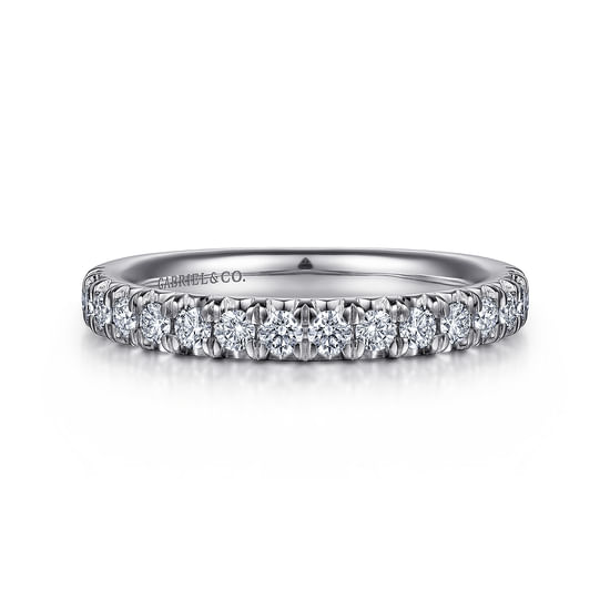 Gabriel - 14K White Gold Round 16 Stone Diamond Wedding Band