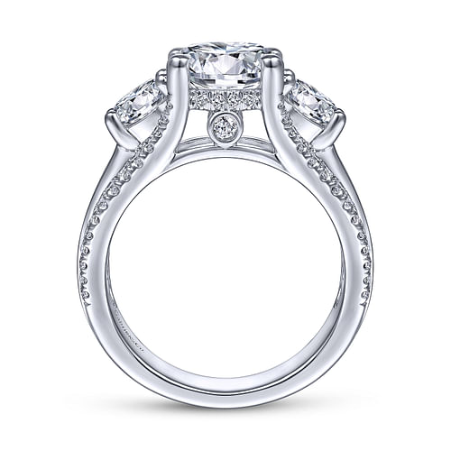 14K White Gold Round 3 Stone Diamond Channel Set Engagement Ring