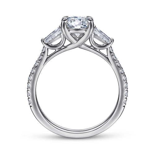 14K White Gold Round 3 Stone Diamond Channel Set Engagement Ring