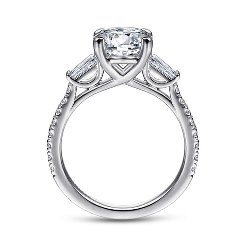 14K White Gold Round 3 Stone Diamond Channel Set Engagement Ring