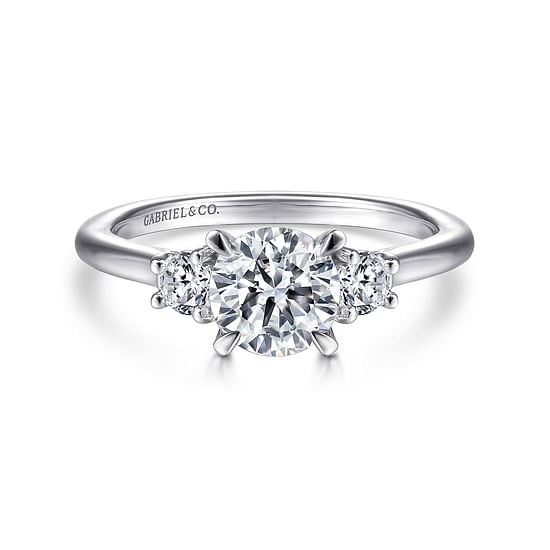 Gabriel - 14K White Gold Round 3 Stone Diamond Engagement Ring