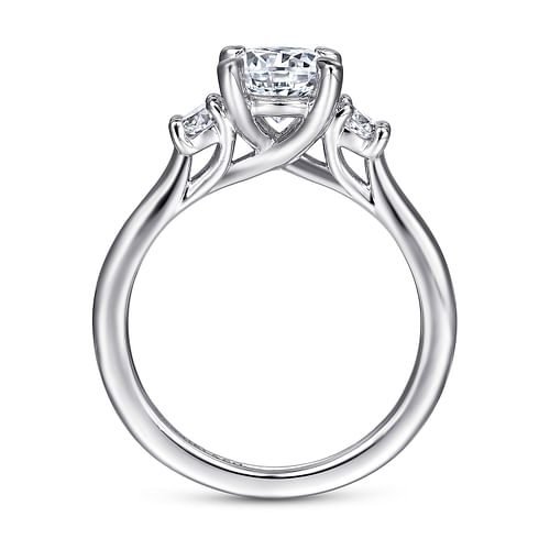 14K White Gold Round 3 Stone Diamond Engagement Ring