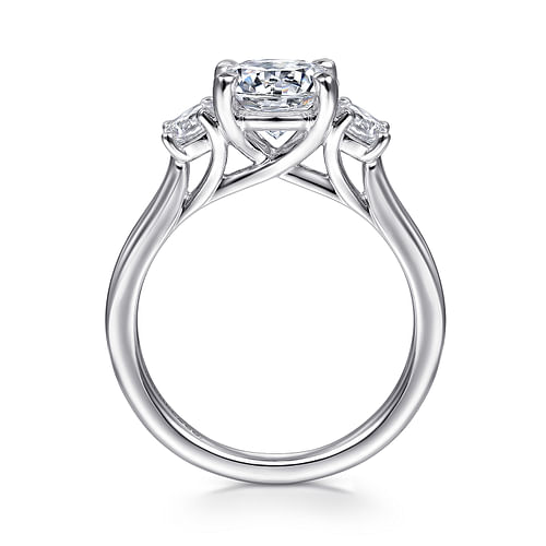 14K White Gold Round 3 Stone Diamond Engagement Ring