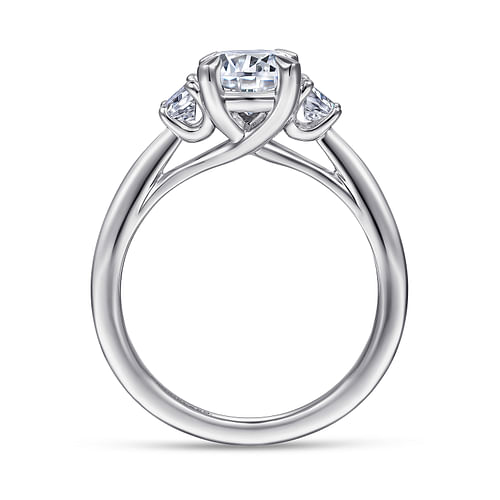 14K White Gold Round 3 Stone Diamond Engagement Ring