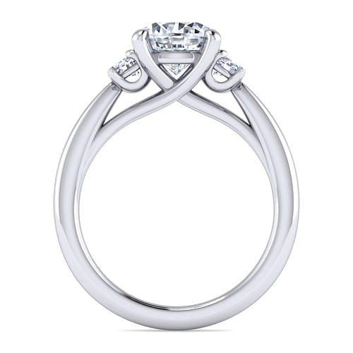 14K White Gold Round 3 Stone Diamond Engagement Ring