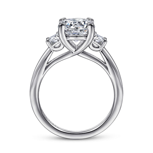 14K White Gold Round 3 Stone Diamond Engagement Ring