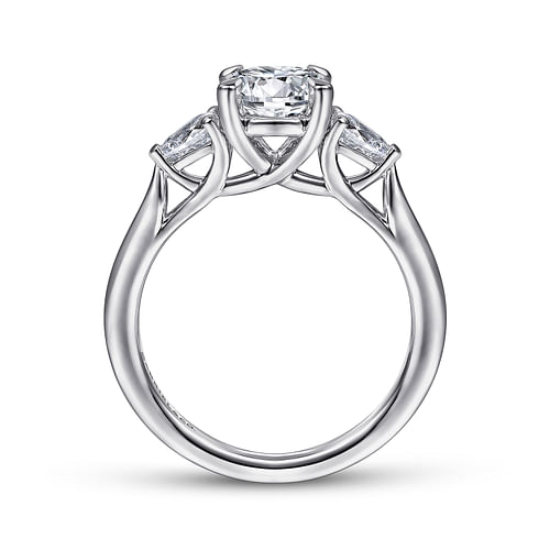 14K White Gold Round 3 Stone Diamond Engagement Ring