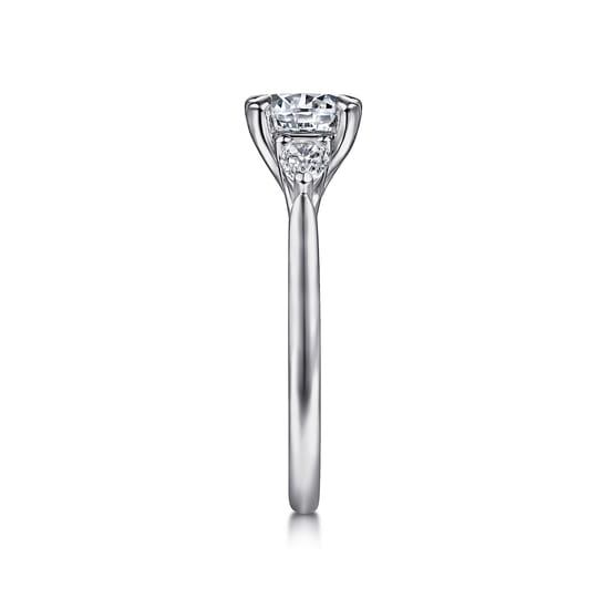 14K White Gold Round 3 Stone Diamond Engagement Ring angle 5