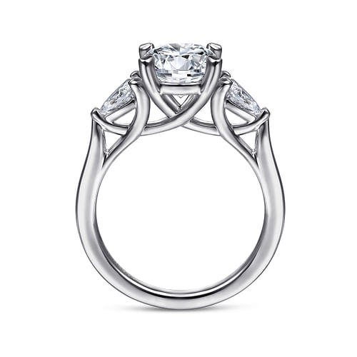 14K White Gold Round 3 Stone Diamond Engagement Ring