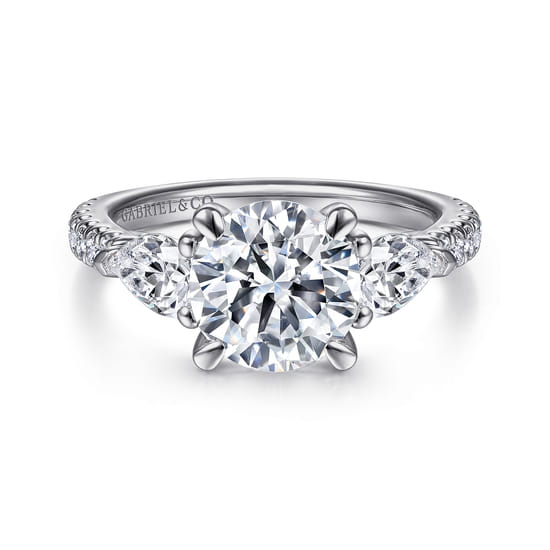 Gabriel - 14K White Gold Round 3 Stone Diamond Engagement Ring Gabriel - 14K White Gold Round 3 Stone Diamond Engagement Ring