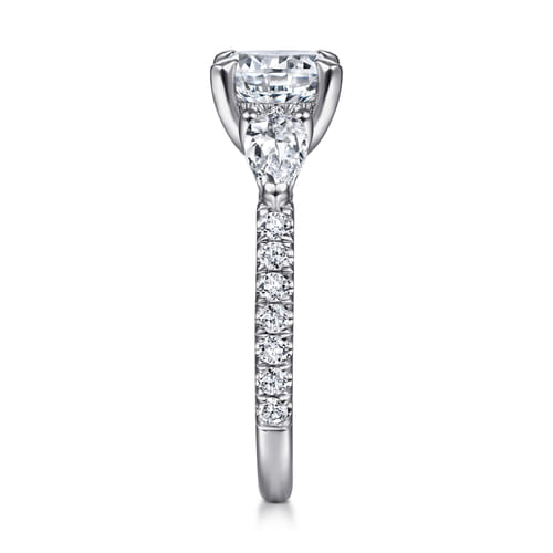 14K White Gold Round 3 Stone Diamond Engagement Ring