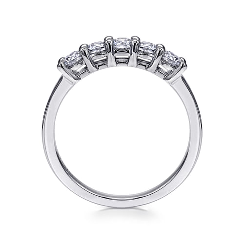 14K White Gold Round 5 Stone Shared Prong Diamond Anniversary Band