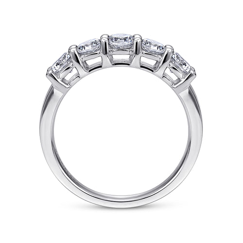 14K White Gold Round 5 Stone Shared Prong Diamond Anniversary Band