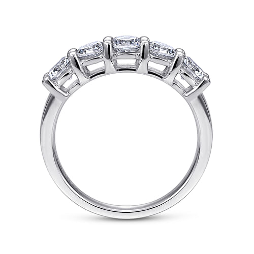 14K White Gold Round 5 Stone Shared Prong Diamond Anniversary Band