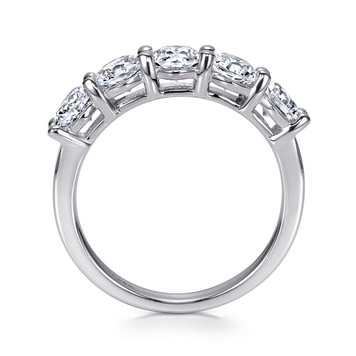 14K White Gold Round 5 Stone Shared Prong Diamond Anniversary Band