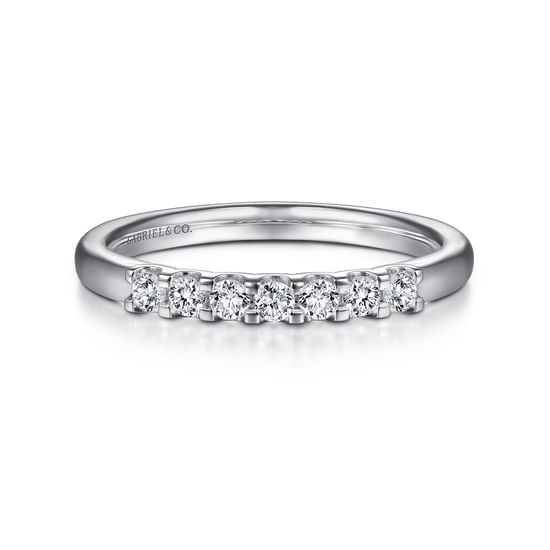 Gabriel - 14K White Gold Round 7 Stone Diamond Anniversary Band