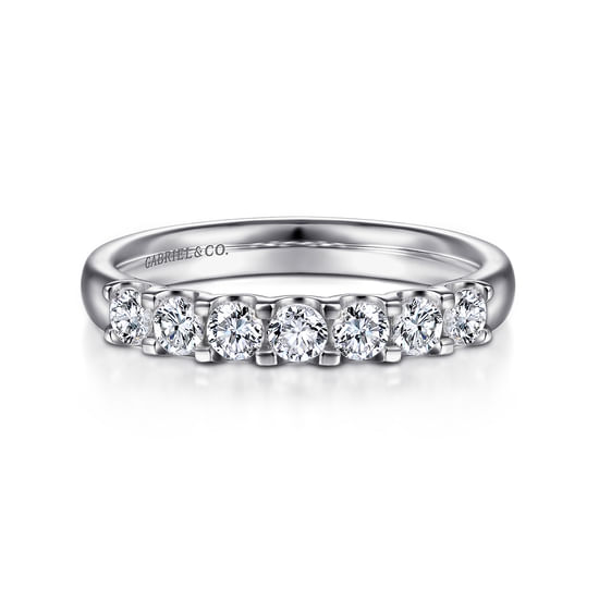 Gabriel - 14K White Gold Round 7 Stone Diamond Anniversary Band