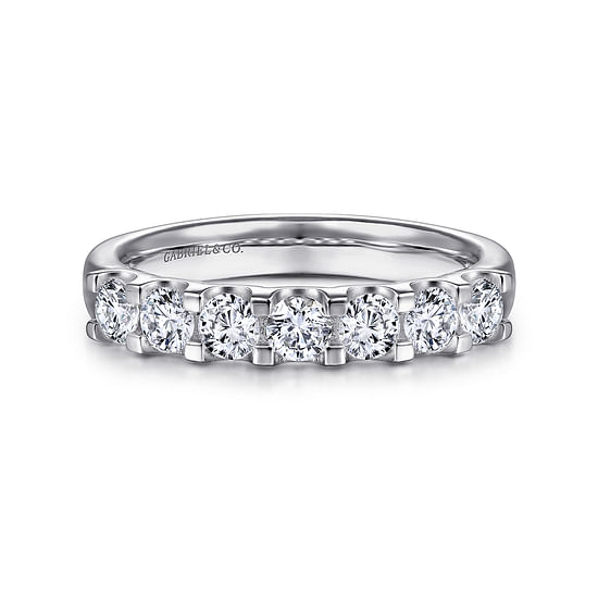 Gabriel - 14K White Gold Round 7 Stone Diamond Anniversary Band