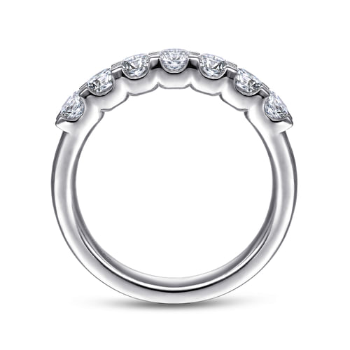 14K White Gold Round 7 Stone Diamond Anniversary Band