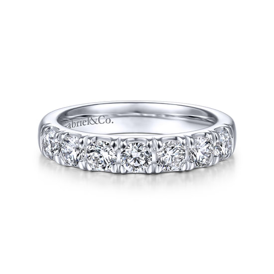 Gabriel - 14K White Gold Round 7 Stone Diamond Anniversary Band