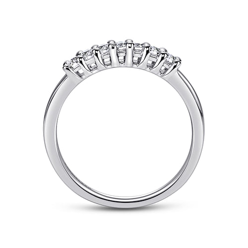 14K White Gold Round 7 Stone Shared Prong Diamond Anniversary Band