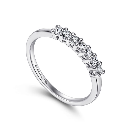 14K White Gold Round 7 Stone Shared Prong Diamond Anniversary Band