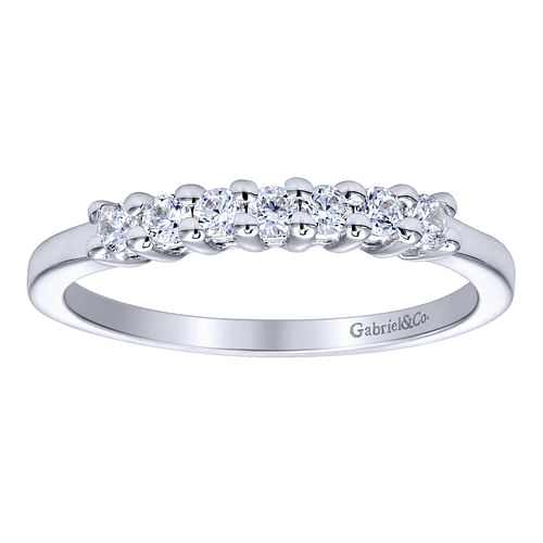 14K White Gold Round 7 Stone Shared Prong Diamond Anniversary Band