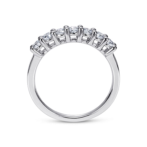 14K White Gold Round 7 Stone Shared Prong Diamond Anniversary Band