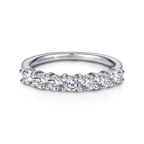 14K White Gold Round 7 Stone Shared Prong Diamond Anniversary Band