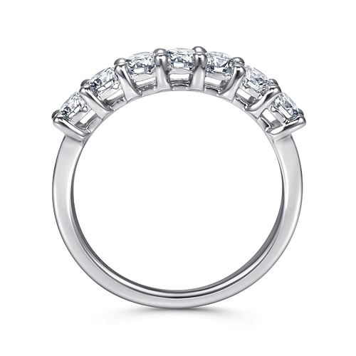 14K White Gold Round 7 Stone Shared Prong Diamond Anniversary Band