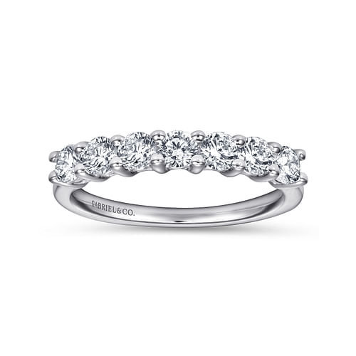 14K White Gold Round 7 Stone Shared Prong Diamond Anniversary Band