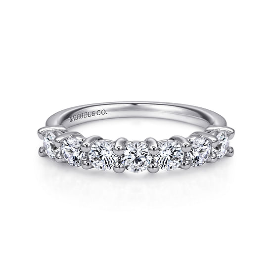 Gabriel - 14K White Gold Round 7 Stone Shared Prong Diamond Anniversary Band