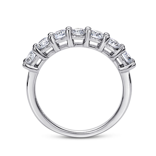 14K White Gold Round 7 Stone Shared Prong Diamond Anniversary Band