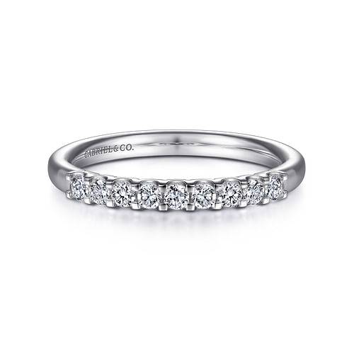 14K White Gold Round 9 Stone Diamond Anniversary Band