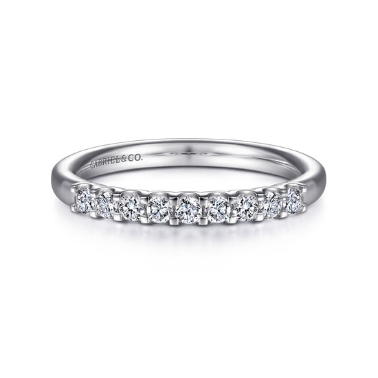Gabriel - 14K White Gold Round 9 Stone Diamond Anniversary Band