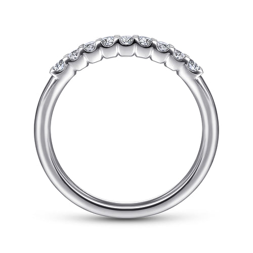 14K White Gold Round 9 Stone Diamond Anniversary Band