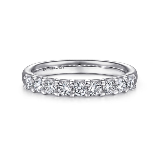 Gabriel - 14K White Gold Round 9 Stone Diamond Anniversary Band