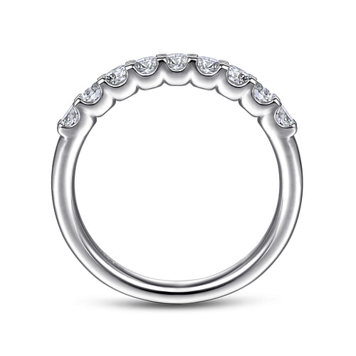 14K White Gold Round 9 Stone Diamond Anniversary Band