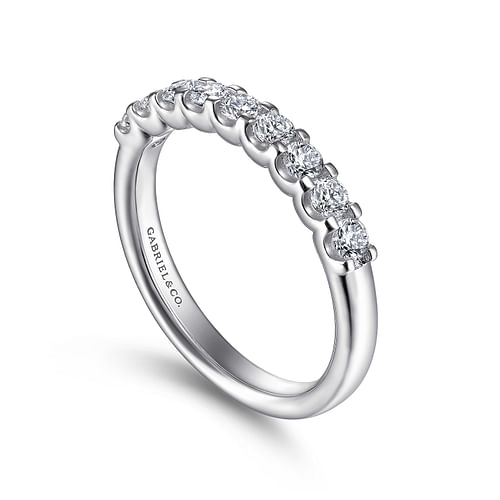 14K White Gold Round 9 Stone Diamond Anniversary Band