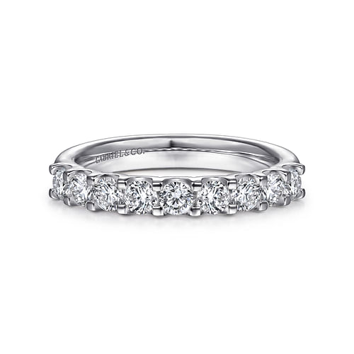 14K White Gold Round 9 Stone Diamond Anniversary Band