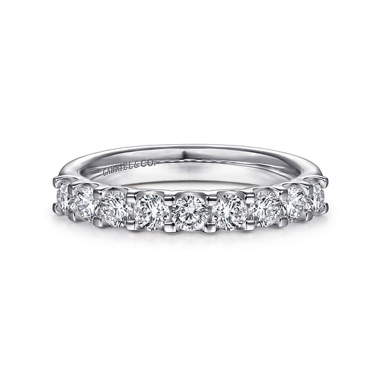 Gabriel - 14K White Gold Round 9 Stone Diamond Anniversary Band