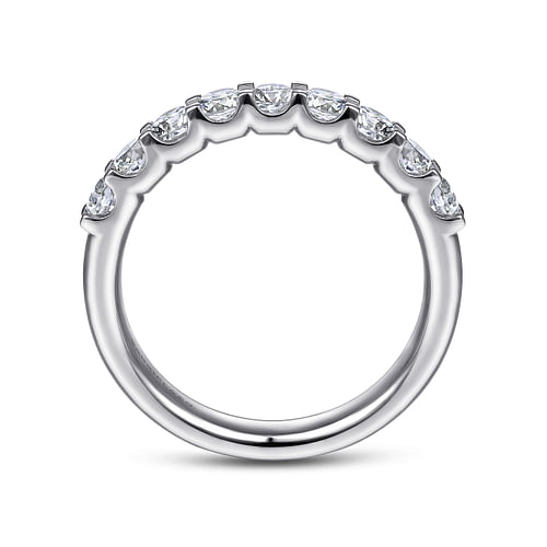 14K White Gold Round 9 Stone Diamond Anniversary Band