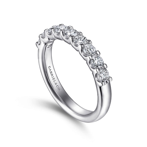 14K White Gold Round 9 Stone Diamond Anniversary Band