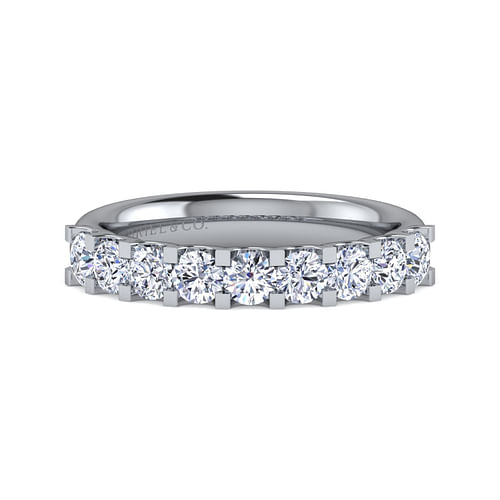 14K White Gold Round 9 Stone Diamond Anniversary Band